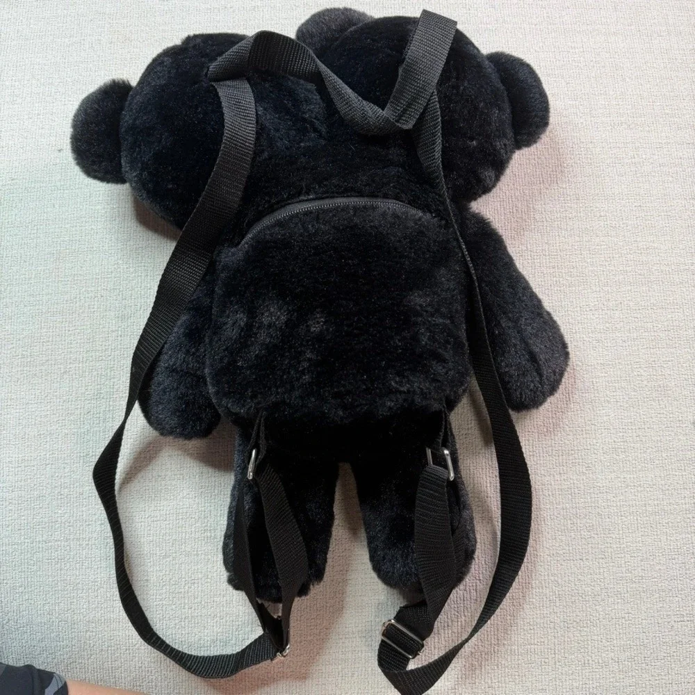 Hot Topic Black Double-Headed Teddy Bear Plush Mini Backpack